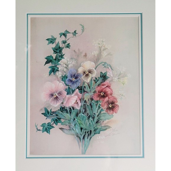 Lena Y. Liu Lithograph Signed Numbered Limited Edition Pansies & Ivy 1127/2500 - Picture 2 of 12
